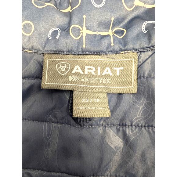 Ariat Tek Vest Ariatkek Quilted Riding Barn Vest Blue Snaffle Bit Pattern XS - Picture 4 of 12
